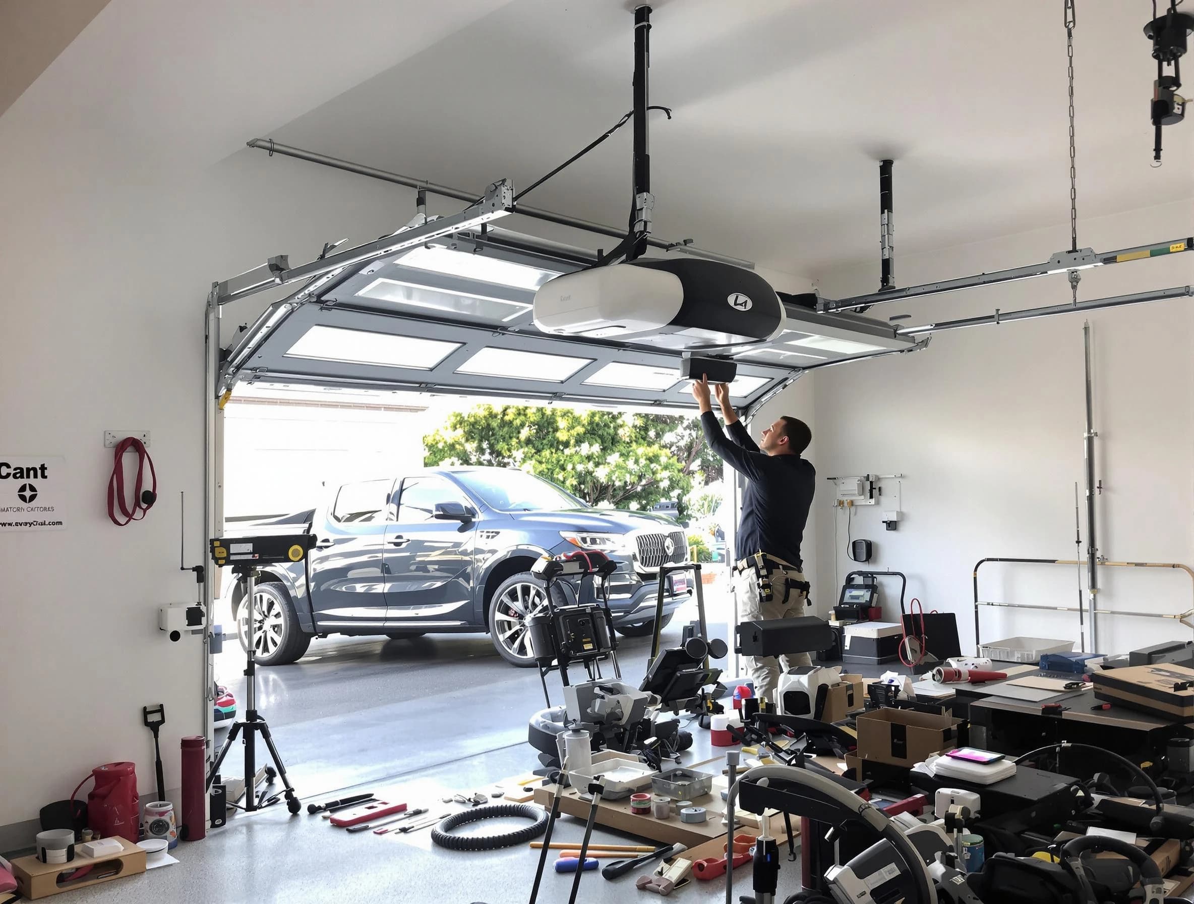 Monroeville Garage Door Repair specialist installing smart garage door opener system in Monroeville home