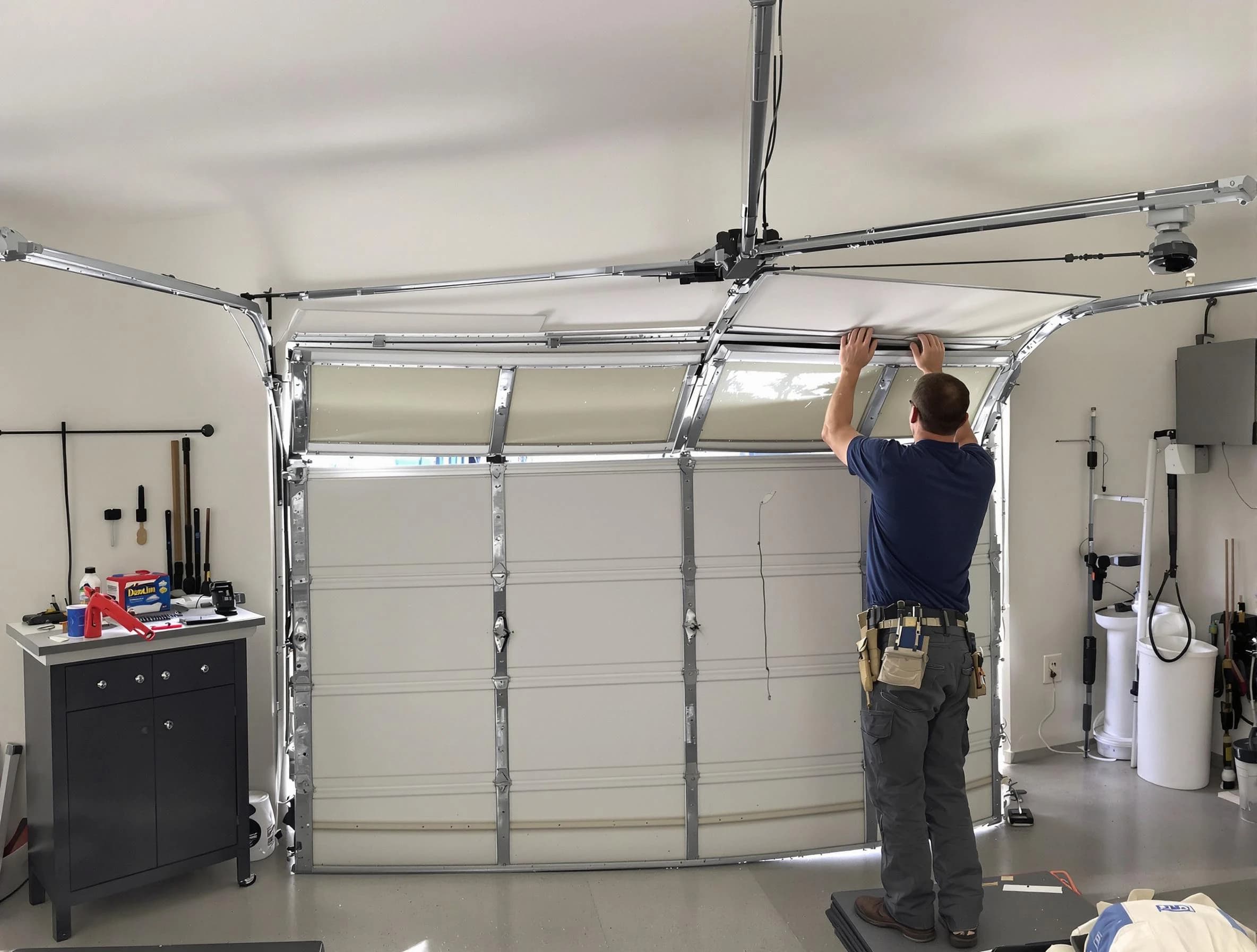 Monroeville Garage Door Repair specialist performing precise section replacement on Monroeville garage door