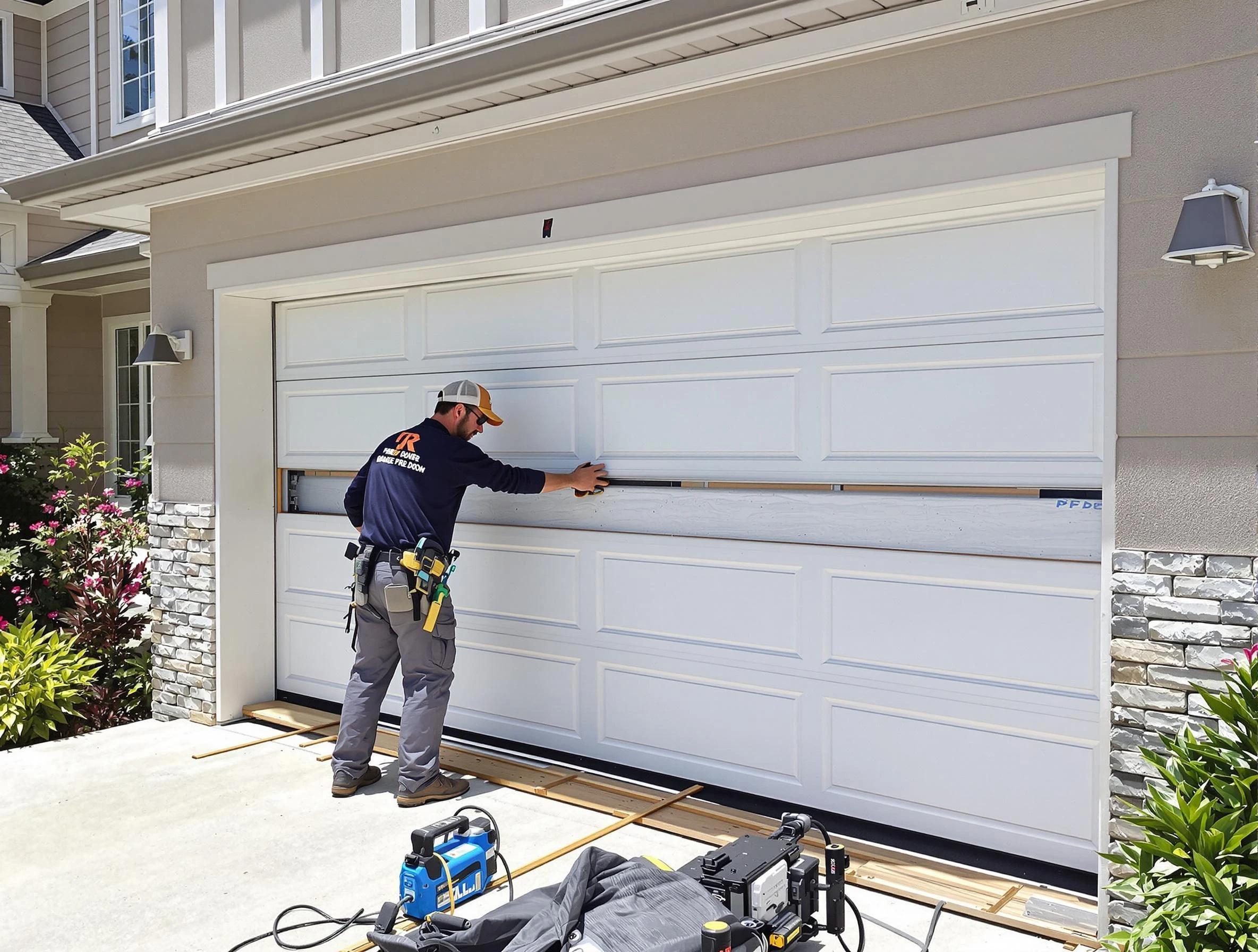 Monroeville Garage Door Repair team performing complete garage door replacement at Monroeville residence